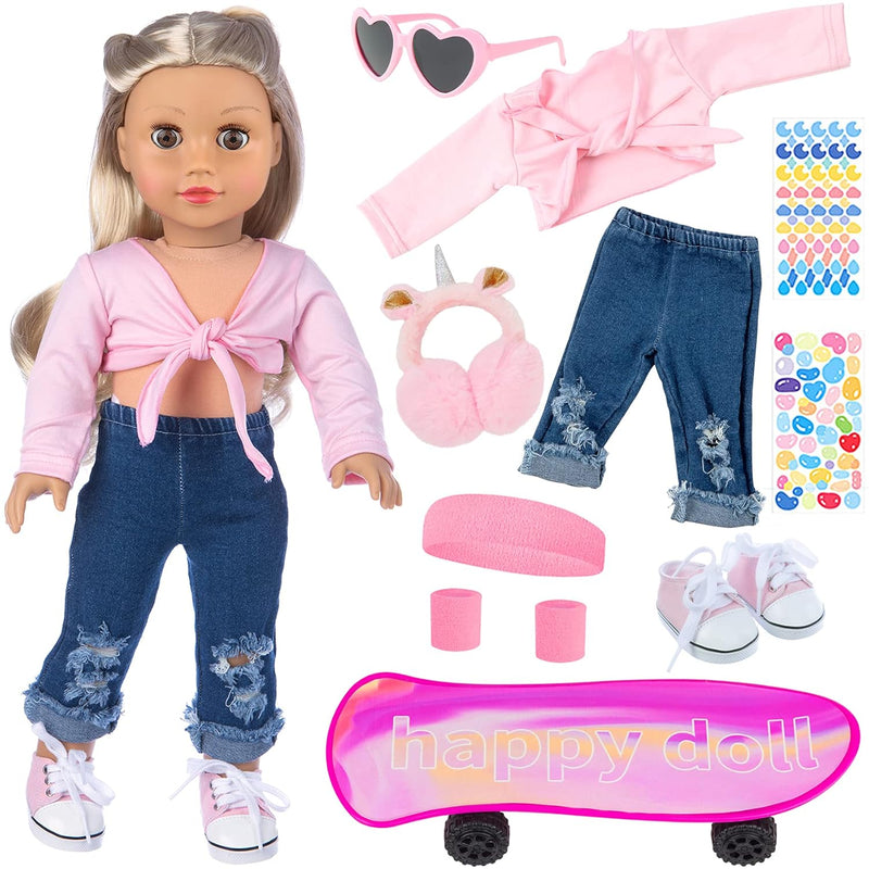18 Inch Girl Doll Scooter Skateboard Clothes And Accessories 18 Inch Doll C