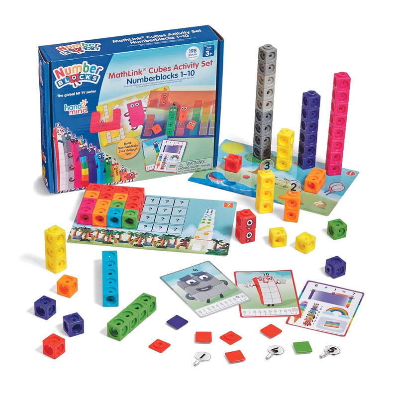 hand2mind MathLink Cubes Numberblocks 1-10 Activity Set, 30 Preschool Learn
