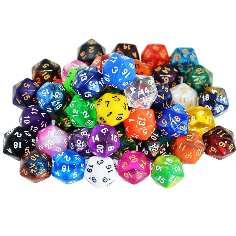 50-Pack 20 Sided Dice D20 Polyhedral Dice with Pouch for DND RPG MTG Table