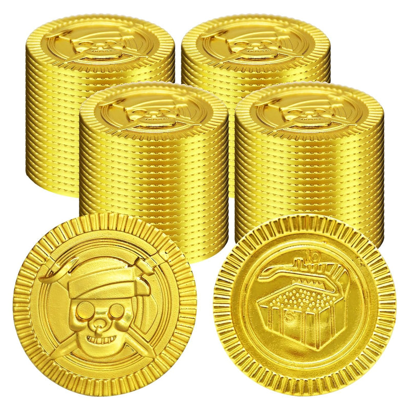 100 Pieces Pirate Gold Coins Set Plastic Play Fake Golden Coin Bulk For Kids,