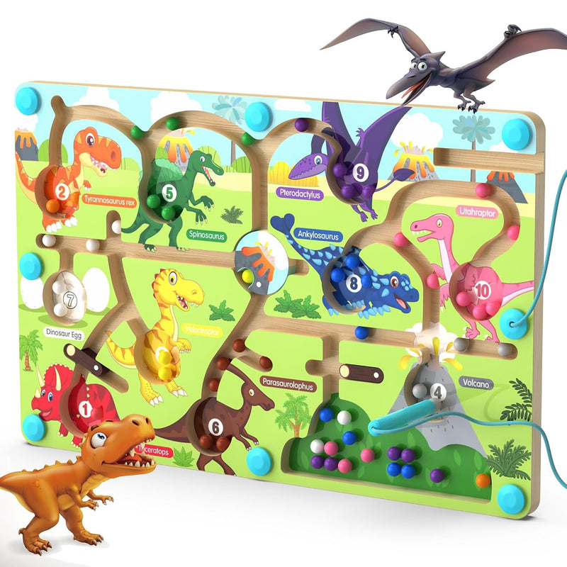 Magnetic Color And Number Maze,Dinosaurs Montessori Toys For 3+ Year Old Bo