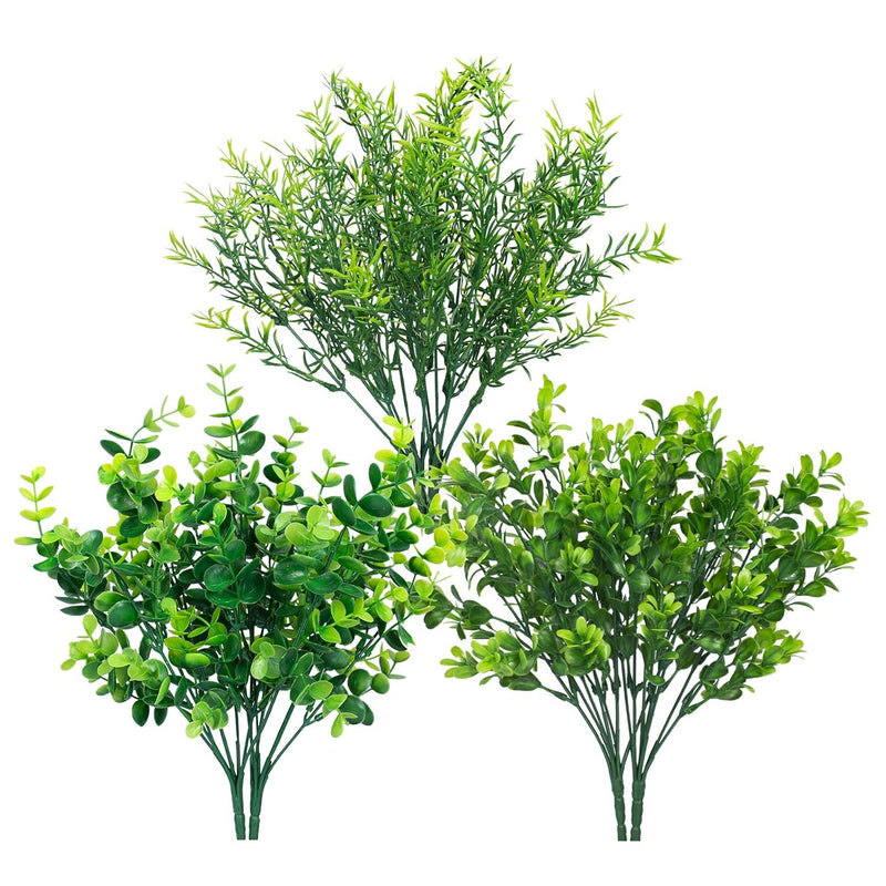 6 Bundles Artificial Greenery Stems Mixed Fake Plants Eucalyptus Rosemary Magn