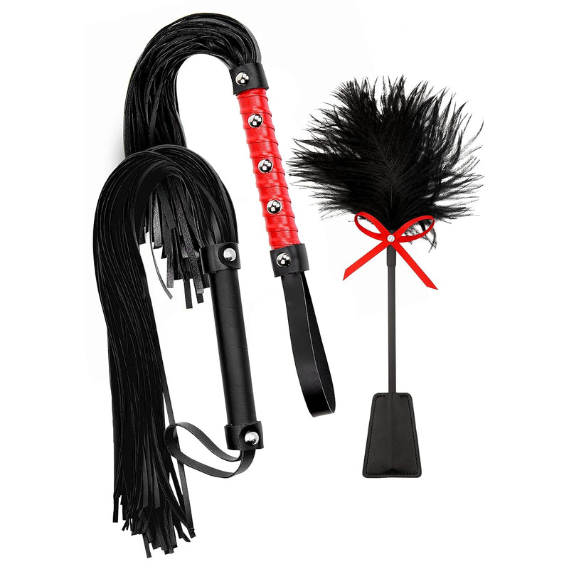 Black Bdsm Set Tickler Sex Flogger Sex Whip Spanking Paddle Adult Crop Bondage Bdsm Flogger Set Adult Feather Tickler For Couples Set