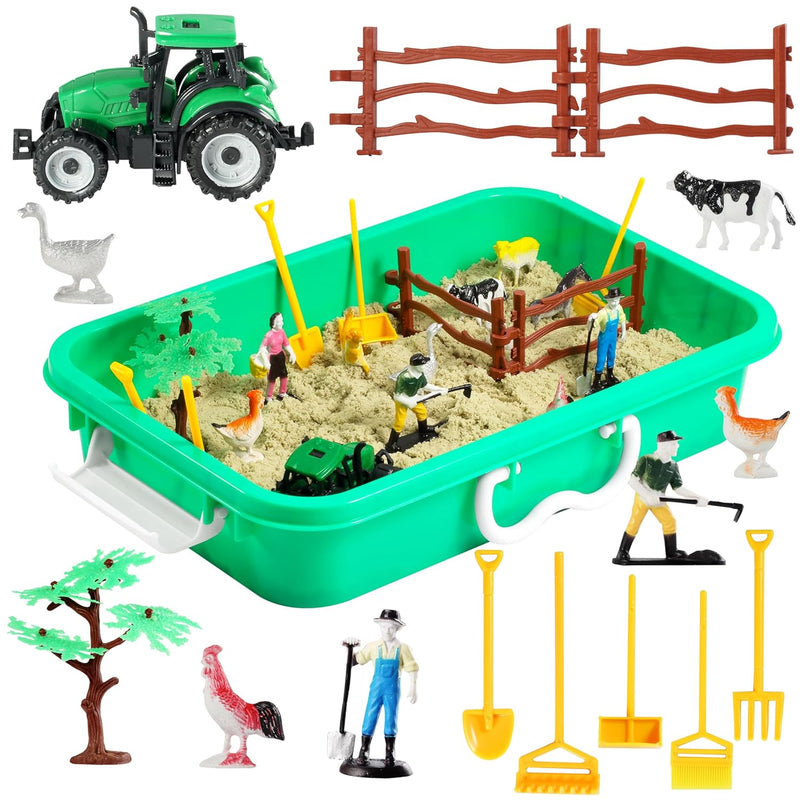 Farm Sensory Bin, Farm Sensory Toys With Play Sand For Toddlers Boys And Gi
