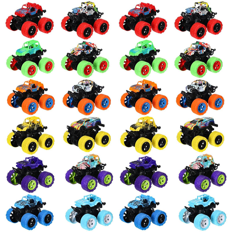Hungdao 24 Pack Truck Toys Bulk for Girls Boys Mini Pull Back Truck Toy Pus