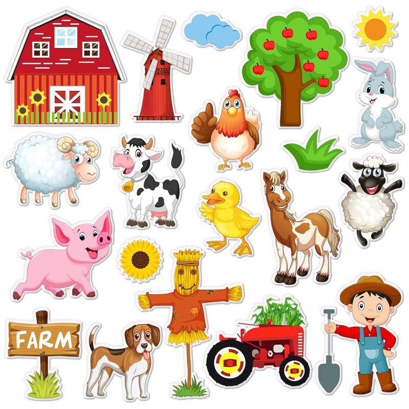 40Pcs Farm Animals Thick Gel Clings Window Cling Decals Stickers For Kids Reus