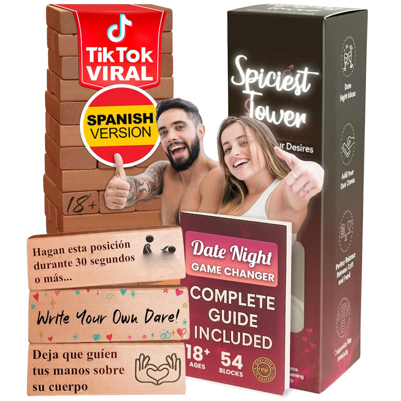 54 Sexys Spanish Blocks - Spiciest Tower For Adults Juegos En Español Para Adultos - Calientes - Relationships - Exciting, Pleasing & Funny Challenges - Date Night Couples Games - Valentine'S Day