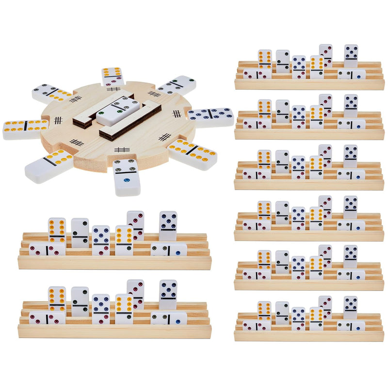 Dominoes Mexican Train Hub With 8 Pieces Wooden Domino Racks Mexican Train Hub