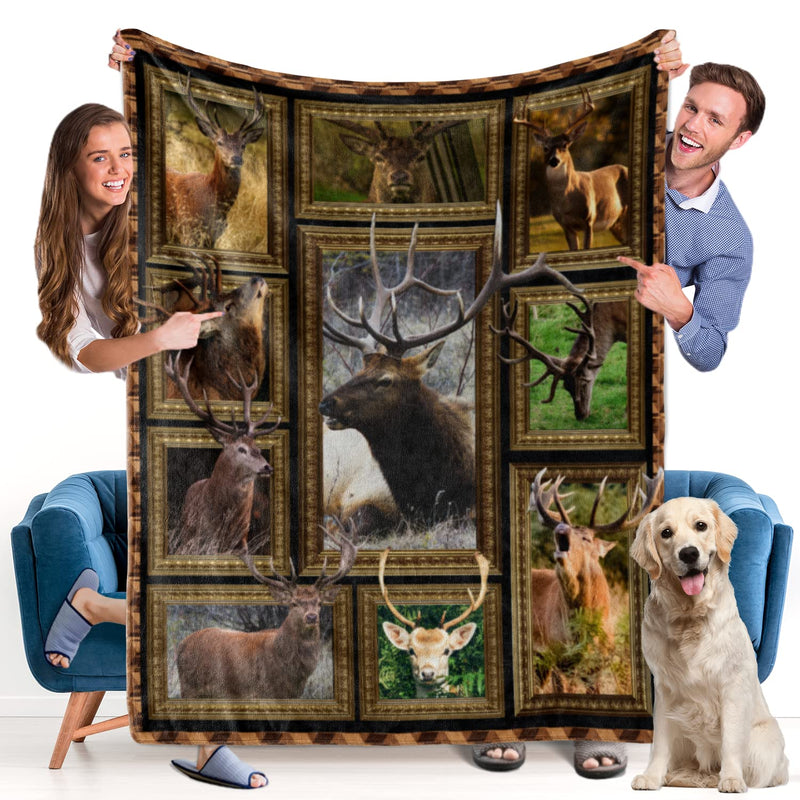 Deer Blanket - Fleece Throw Blanket For Couch Super Soft Cozy Bed Blanket Ligh