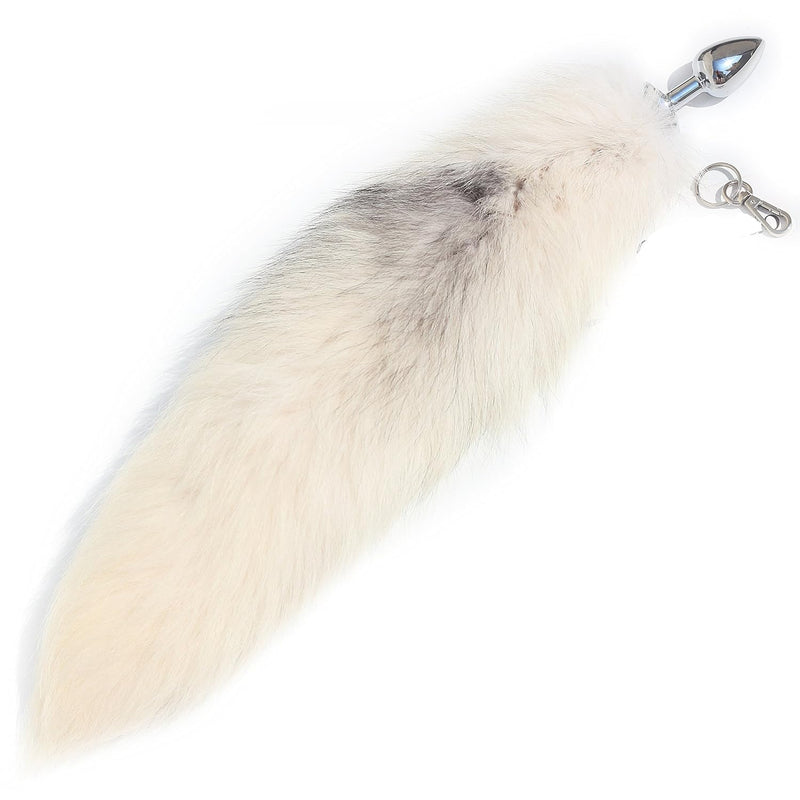 Wild Naughty Chrome Plating Fox Tail Fur W/Soft Fur - G-Spot Stimulating Fetish Great Pleasure Buttplug Great Valentine'S/Birthday Gift (White)