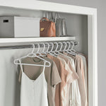 Set Of 10 Slim Non Slip Hangers By Neatfreak - Space Saving Hangers For Clothes With Lingerie Hooks And Pants/Accessories Bar - Patented W Frame White Plastic Hangers