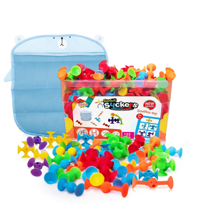Genius Suckers 155Pcs Suction Toy Kids Sensory Toys Baby Toy Suckers Buildi