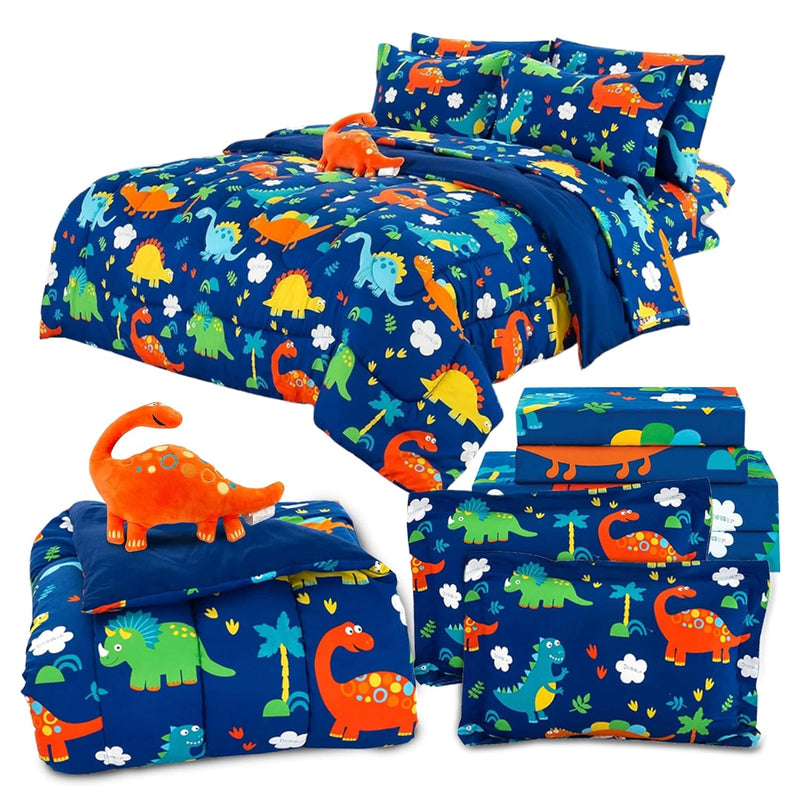 6 Piece Twin Kids Boys Comforter Set Bed In Bag W/Shams, Sheet Set & Decorativ