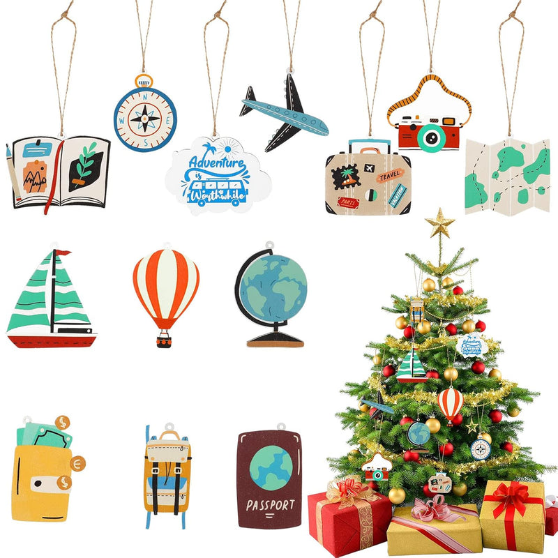26 Pieces Christmas Ornaments Travel Themed Party Decorations Set Luggage Pass