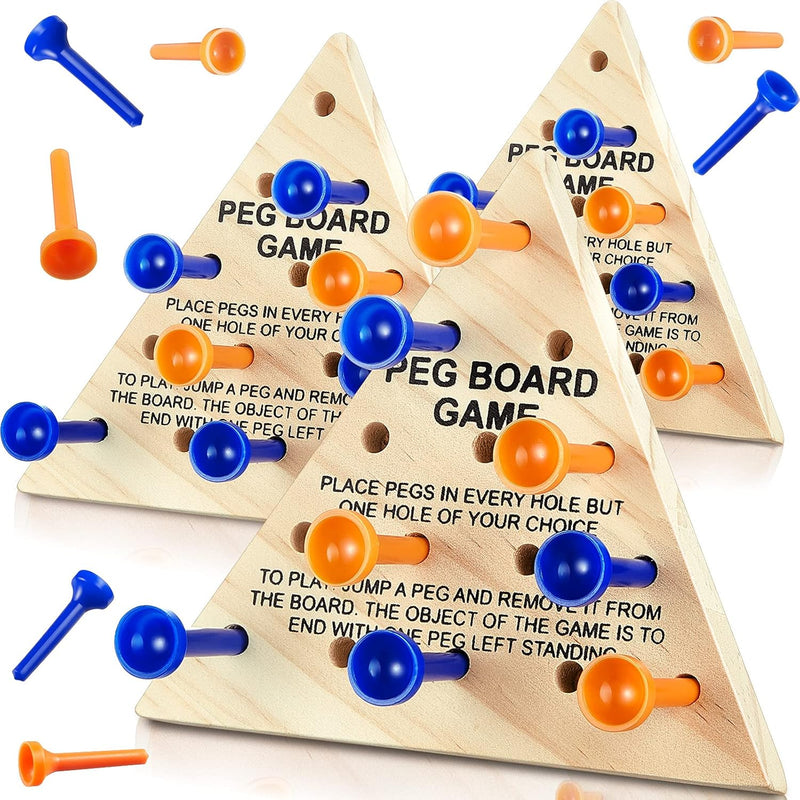 Zhanmai Wooden Triangle Peg Game, 3 Sets, Educational Board Game for Teens