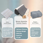 Turkish Beach Towel 100% Cotton Bath Towels Oversized Quick Dry Boho Farmhouse Decor Sheets Bathroom Towels Sand Free Camping Blanket 71x39 inches - Diamond Black