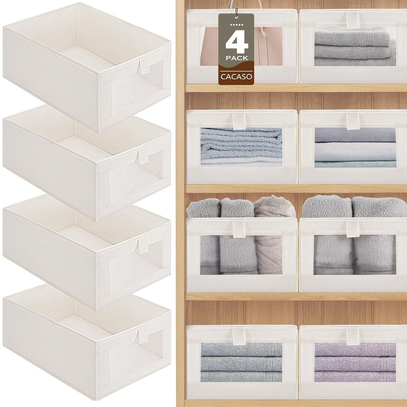 4 Pack Closet Organizer Bins Closet Baskets For Shelves,Linen Storage Bins,Folda