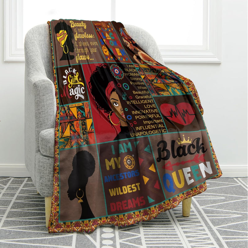 African American Black Girl Lady Blanket Inspiring Positive Quotes Print Gifts