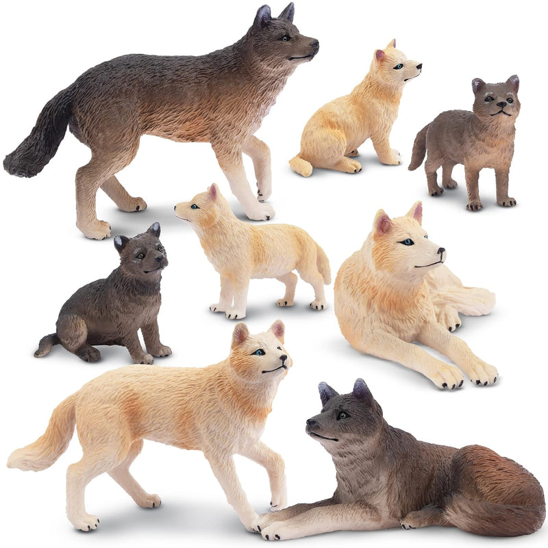 Toymany 8PCS Wolf Figures Forest Animals Toy Figurines - Realistic Jungle Z