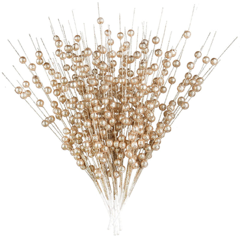 10 Pack Christmas Glitter Berries Stems, 15Inch Artificial Christmas Picks For