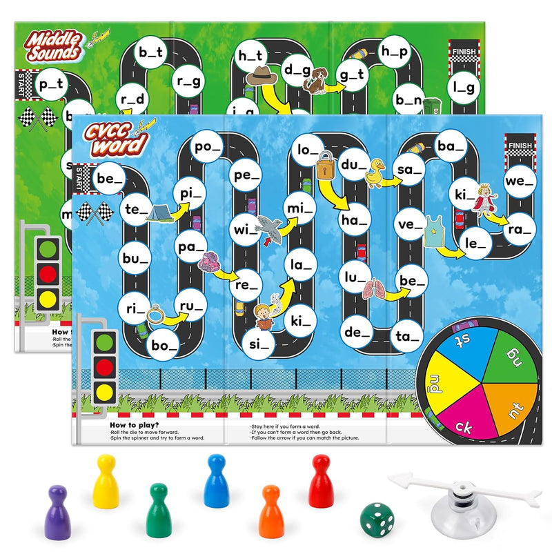 Phonics Board Games For Kids,Educational Learning Cvc And Cvcc Board Games