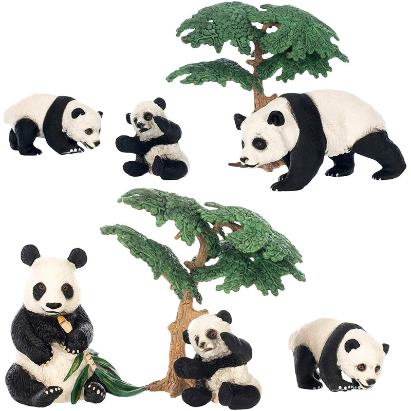 Panda Family And Trees Animal Figure 4 Inch Children'S Toy 8 Piece Playset