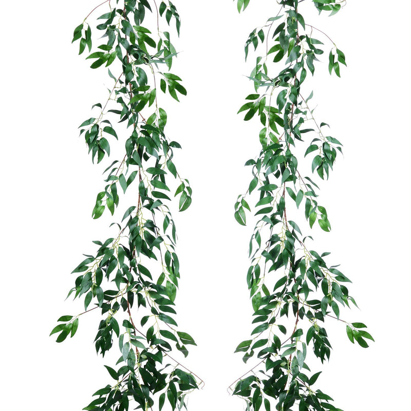 2 Pack Artificial Hanging Leaves Vines, 5.7 Ft Fake Willow Leaves Twigs Silk P