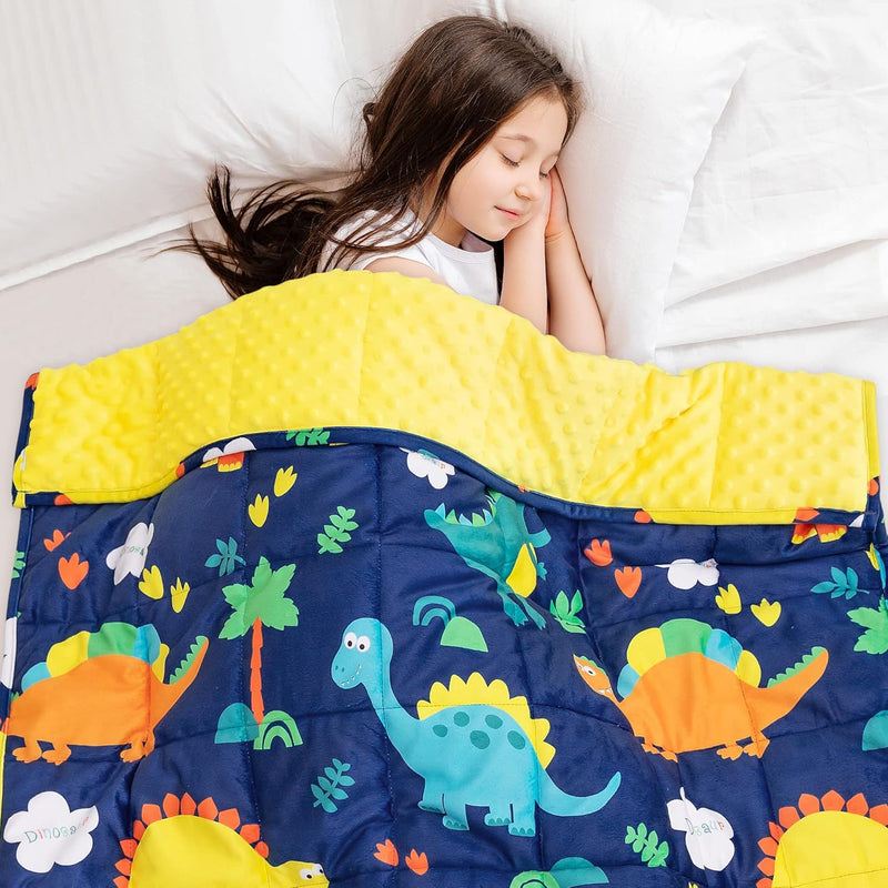 Weighted Blanket Kids 3Lbs, 36" X 48", Dinosaur Fleece Minky Dots Toddler Heav