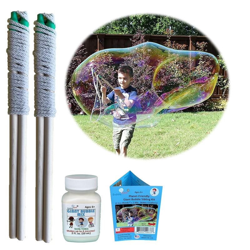 Giant Bubble Kit Made In Usa Includes 2 Wooden Wands, A Tips And Tricks Bookle