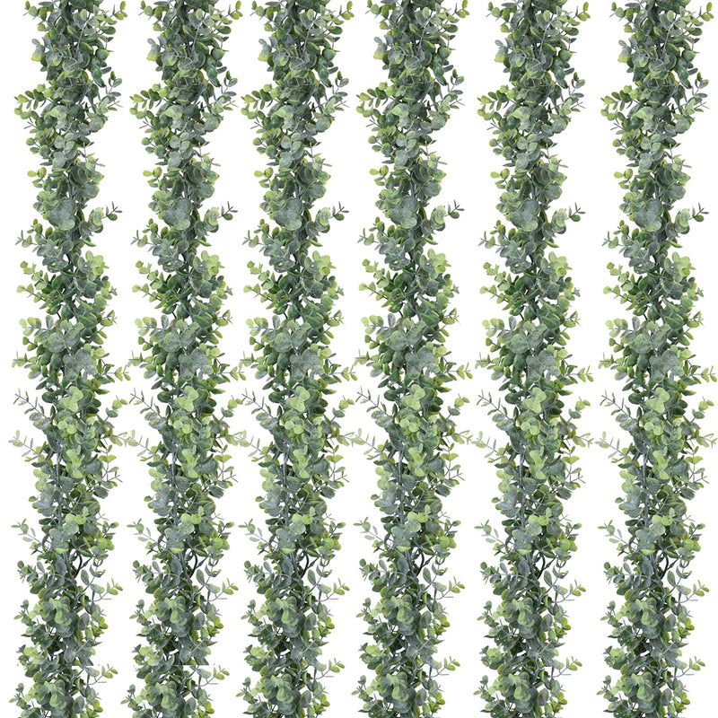 6 Pack Faux Eucalyptus Garland Plant, Artificial Vines Hanging Eucalyptus Leav
