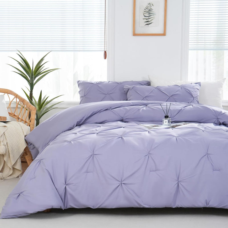 Lavender Purple Twin Comforter Set, 2Pcs Bedding Comforter Sets, Pinch Pleated