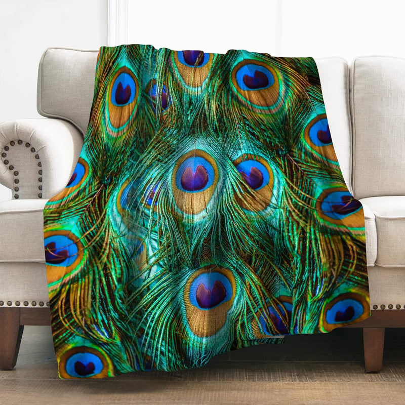 Peacock Feathers Blanket Gifts For Girls Women Men Decor For Home Bedroom Livi