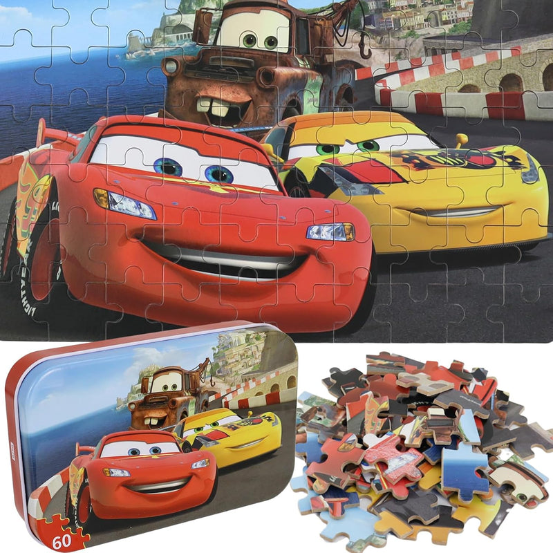 Car Jigsaw Puzzles In A Metal Box 60 Pieces Lightning Mcqueen Jigsaw Puzzle