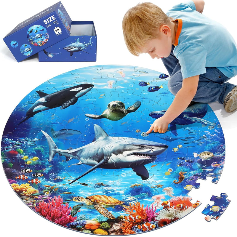 Underwater Ocean Floor Puzzle For Kids Ages 4 6, Shark Toys For Boys Girls,