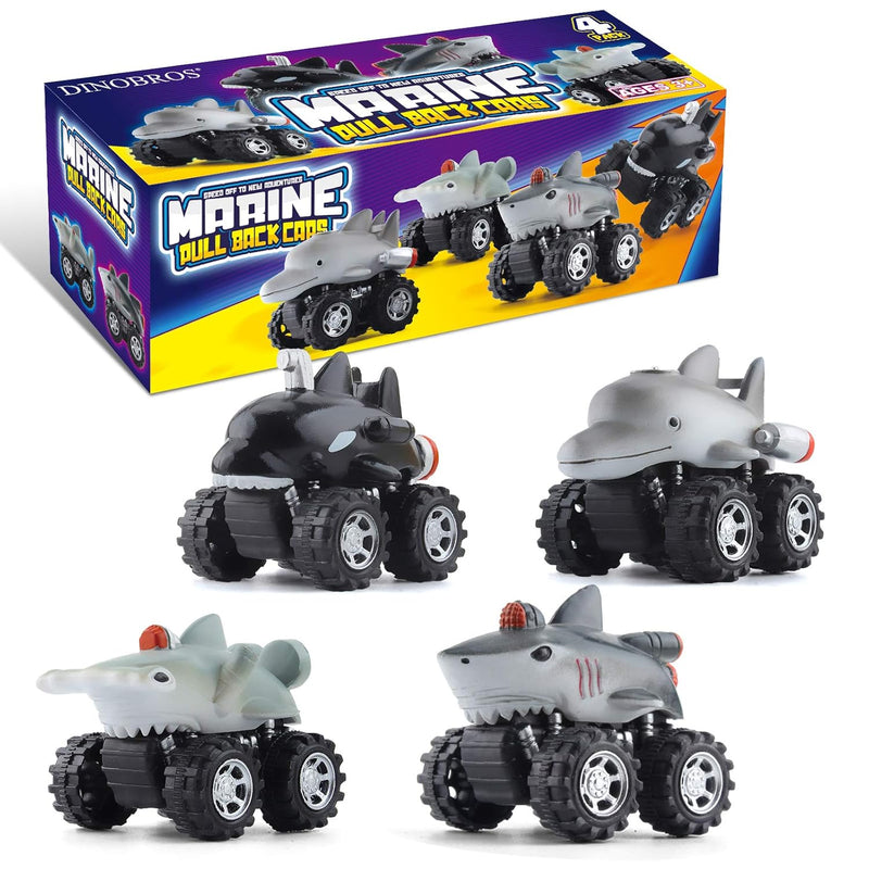 Shark Toys Pull Back Cars For Boys And Toddlers 4 Pack Ocean Sea Animal Tru