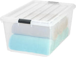 68 Quart / 17 Gal. Stackable Plastic Storage Bins with Lids and Latch Buckles, Clear, Large Containers for Home and Office Ultra Organization, Durable Nestable Tote Box Tub