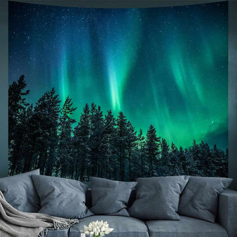 Forest Wall Tapestry For Bedroom Aesthetic, Nature Outer Space Galaxy Starry N