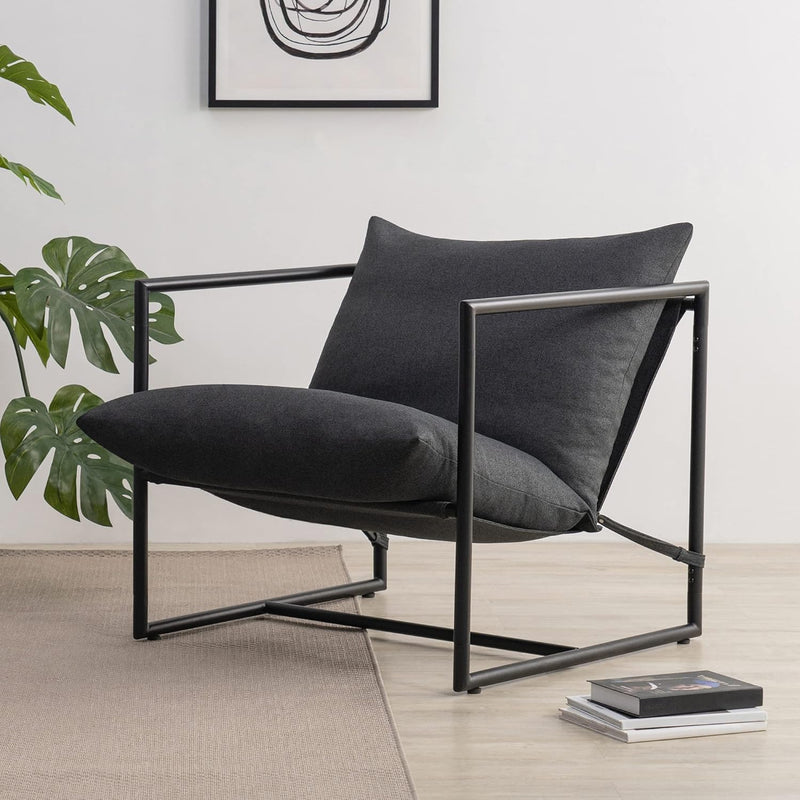 Aidan Sling Accent Chair / Metal Framed Armchair With Shredded Foam Cushioning