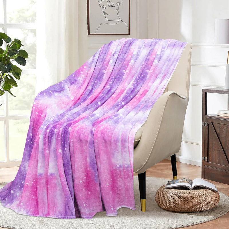 Tie Dye Galaxy Blanket, Dreamy Purple Starry Sky Cute Blankets And Throws, Fle
