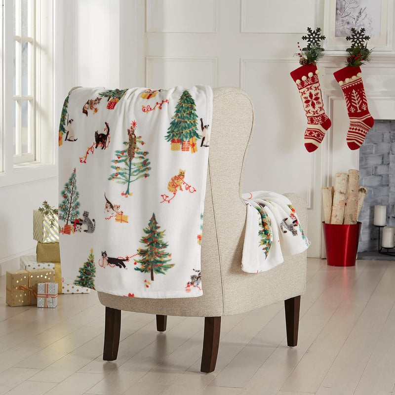 Luxuriously Soft Velvet Plush 50" X 70", Holiday Throw Blanket | Christmas Thr