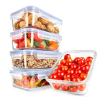 10-Piece Glass Food Containers - Stackable Superior Glass Meal-Prep Storage Containers, Newly Innovated Leakproof Locking Lids W/Air Hole, Freezer-To-Oven-Safe,Blue