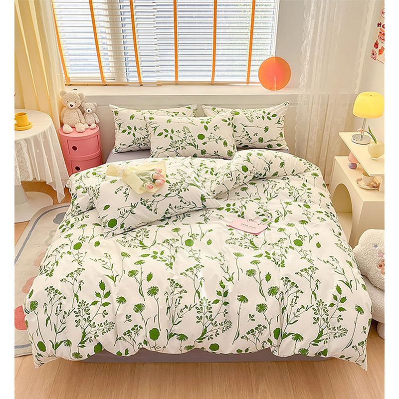 Botanical Comforter Set Full White And Sage Floral Plant Bedding Comforter Set
