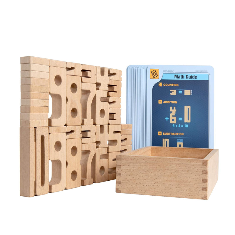 Mini (Starter Set) 38 Mini Math Building Blocks, Stem Solid Wood Educationa