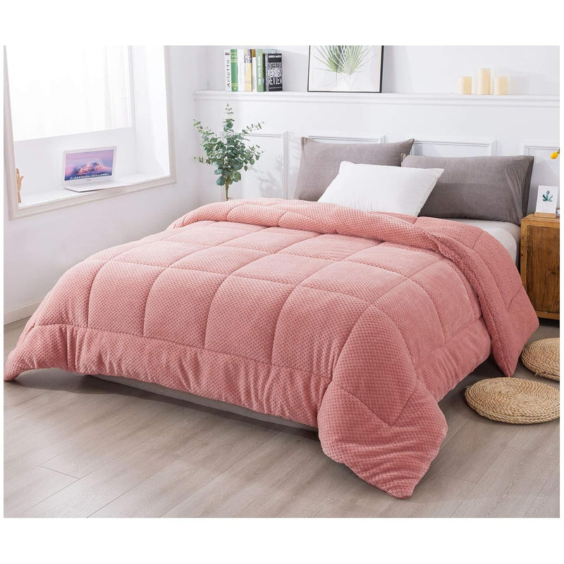 Luxury Plush Sherpa Comforter, Cozy Reversible Fleece - Goose Down Alternative