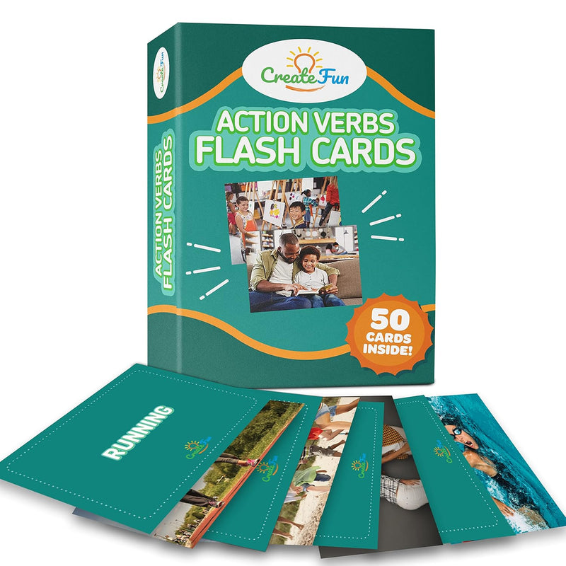 Action Verbs Flash Cards 50 Piece Educational Flash Cards For Speech Therap