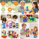 Transparent Rainbow Magnetic Building Cubes for Kids Ages 4-8