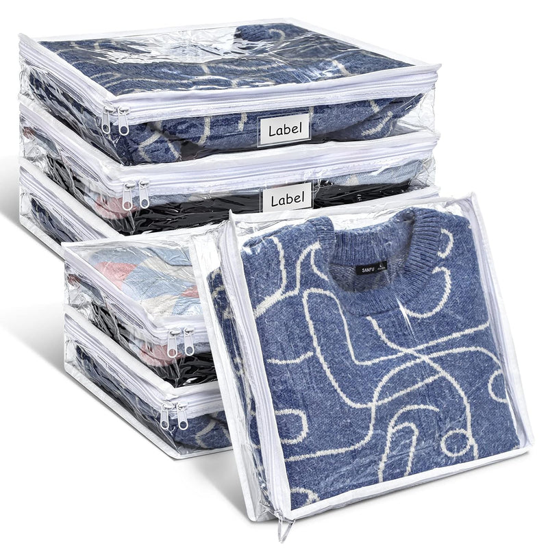 6 Pieces Zippered Storage Bags Clear Pvc Sweater Storage Bag Bed Sheet Organizer