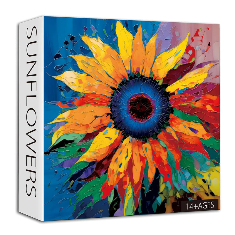 Sunflower Puzzles For Adults 1000 Pieces, Colorful Gradient Flower Puzzle,