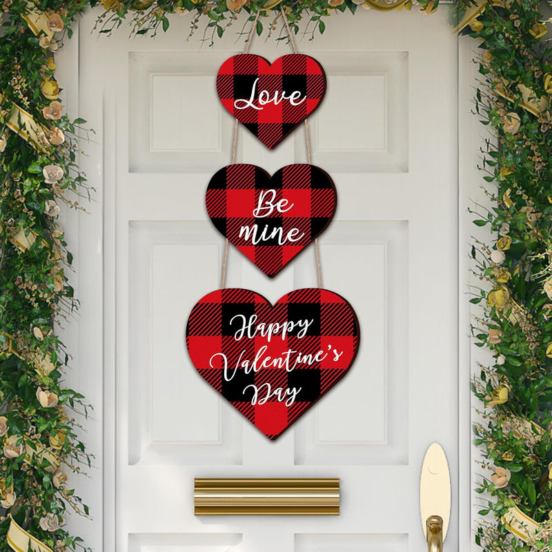 Happy Valentines Day Love Be Mine Door Sign Hanging Wooden Heart Wood Door Han