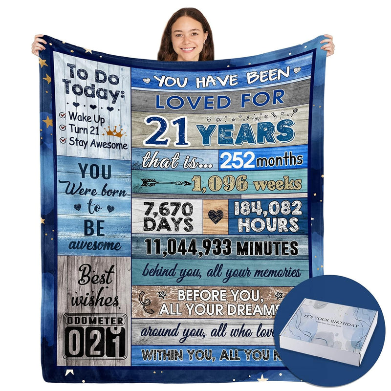 21St Birthday Gift With Gift Box, 21St Birthday Gifts For Him, 60" X 50" Blank